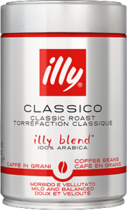 Compra Latas Illy de 250g Café en Grano Classico. Tueste medio con un sabor equilibrado y notas dulces de caramelo, flores y chocolate. Ideal para amantes del café.
