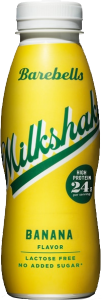 BAREBELLS MILKSHAKE BATIDO PROTEICO BANANA (Pack 8 x 330ml) | Productos para Clubes Sociales de Cannabis | Vending para Asociaciones Cannábicas | Bebidas para Clubes de Cannabis
