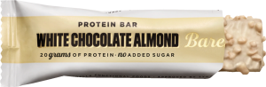 Disfruta de las barritas Barebells White Chocolate Almond: 20g de proteína por unidad, sin azúcares añadidos y un sabor irresistible a chocolate blanco y almendras. Pack de 12 unidades de 55g.