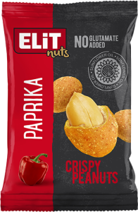 Pack de 15 unidades de Elit Crispy Smoked Paprika 70g cada una, cacahuetes crujientes recubiertos con sabor a pimentón ahumado ligeramente dulce, snack rico en fibra y proteínas ideal para munchies en clubes sociales de cannabis y comunidades cannábicas.