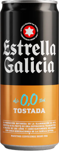 Cerveza sin alcohol Estrella Galicia 0,0 Tostada 330ml: sabor tostado equilibrado con maltas y lúpulos, ideal para consumo responsable en clubes sociales de cannabis. Color ámbar, refrescante y sin resaca.