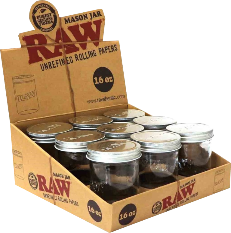 Frascos Mason RAW 16oz (473ml) pack 9u: vidrio templado con tapa metálica hermética, ideales para almacenamiento smell-proof de cannabis en clubes sociales. Preservan frescura, aroma y terpenos en sesiones cannábicas.