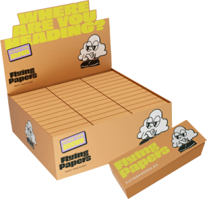 Filtros orgánicos Flying Brown Tips, pack de 99 booklets ultra resistentes sin cloro para joints perfectos en clubs sociales de cannabis. Accesorio premium esencial para el sector cannábico.