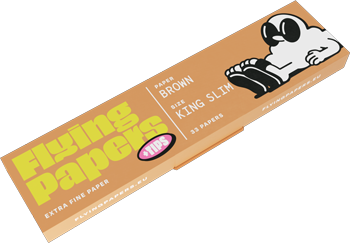 Papeles de liar orgánicos Flying Brown King Size Slim con filtros incluidos, pack de 24 librillos ultra delgados para un burn lento en clubs sociales de cannabis. Ideal para fumadores premium en el sector cannábico.