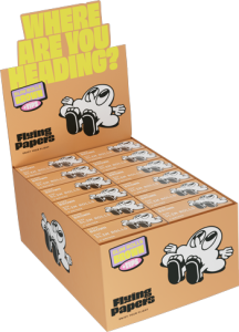 Rollos de papeles de liar orgánicos Flying Brown Slim + Tips, pack de 24 rollos de 4 metros ultra finos sin cloro para burn lento en clubs sociales de cannabis. Innovación premium para el sector cannábico.