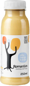 Zumo natural Romantics de piña, mango y yogur 250ml, bebida cremosa tropical y refrescante perfecta para clubes sociales de cannabis.