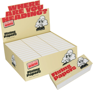 Filtros orgánicos Flying White Tips, pack de 99 booklets resistentes y puros para joints impecables en clubs sociales de cannabis. Accesorio esencial premium para el sector cannábico.