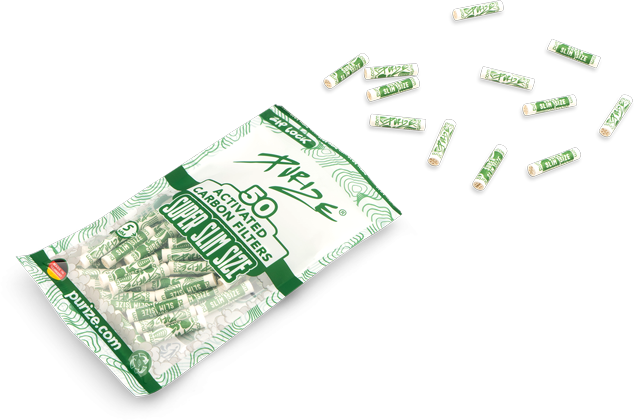 Filtros activados PURIZE Super Slim Size 5 mm pack 20x50 unidades ideal para porros y joint en clubes sociales de cannabis, filtración premium carbón activado coco.