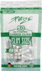 iltros carbón activo PURIZE Xtra Slim Size 7 mm pack 10x50 (500 unidades) blanco con carbón de coco para porros y joints en clubes sociales de cannabis, filtración premium y tiro suave ideal para asociaciones cannábicas