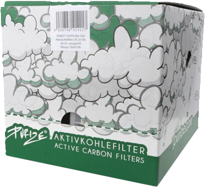 Filtros activados PURIZE Super Slim Size 5 mm pack 20x50 unidades ideal para porros y joint en clubes sociales de cannabis, filtración premium carbón activado coco