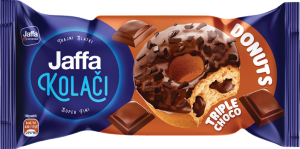 Jaffa Kolači Donuts Triple Choco 58g pack 14 unidades – donuts de chocolate intenso triple cobertura ideal para clubes sociales de cannabis, snack premium goloso y crujiente sector cannábico.