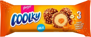 Bombones Coolky galleta bombón chocolate con leche 35g pack 3x25u ideal para clubes sociales de cannabis, snack crujiente y goloso sector cannábico.