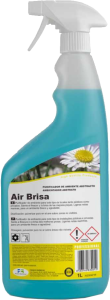 Envase profesional de 1 Litro de ambientador concentrado Air Brisa con aroma abstracto y notas marinas para control de olores en clubes cannábicos y zonas comerciales.