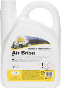 Garrafa profesional de 5 Litros de ambientador concentrado Air Brisa con aroma abstracto y notas marinas, ideal para el rellenado de pulverizadores en el mantenimiento de clubes cannábicos.