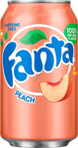 Pack de 12 latas de Fanta Peach (Melocotón) de 355ml de importación USA para Green Gourmet.