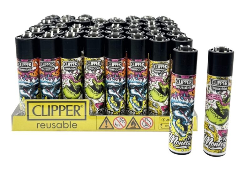 Bandeja de 48 mecheros Clipper con diseño impreso Monkey Skulls