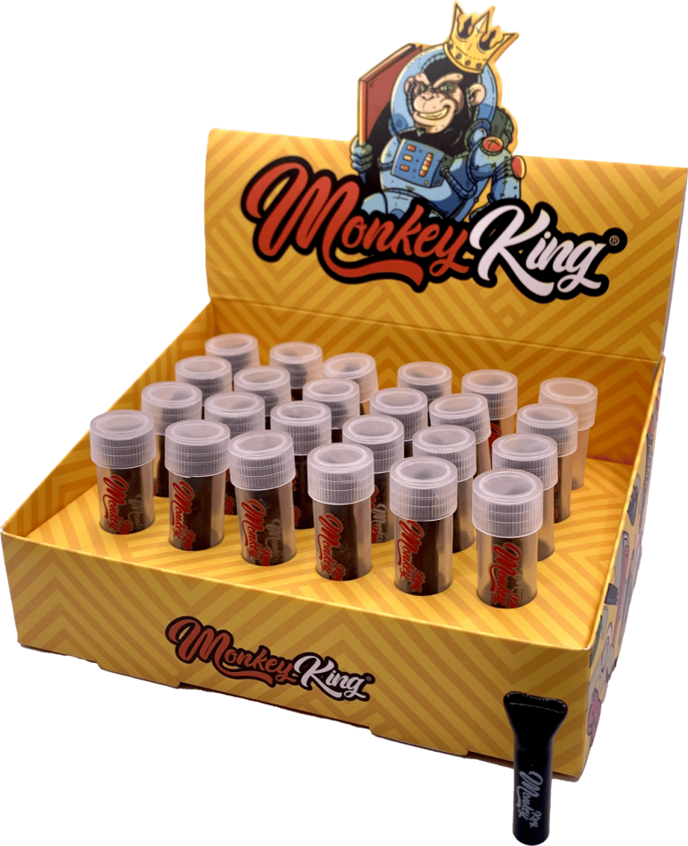Display de 24 boquillas de vidrio Monkey King transparentes con logo