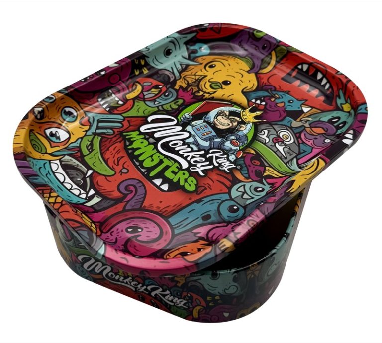 Caja bandeja metálica Monkey King Monkey Tray Box Monster con diseño Monster y estampado de hojalata