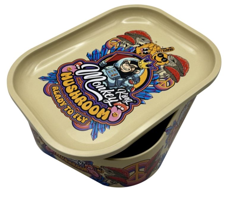 Caja bandeja metálica Monkey King Monkey Tray Box Mushroom con estampado de hojalata
