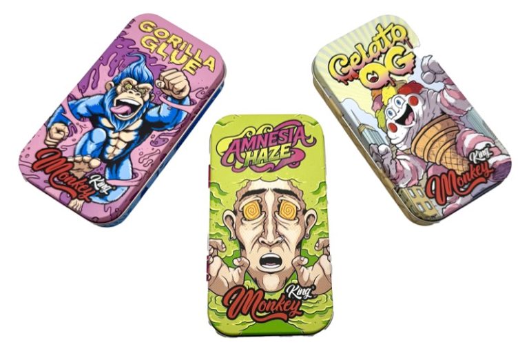 Display de 18 cajas metálicas de bolsillo Monkey King Monkey Tin Box Genetics estampadas en hojalata