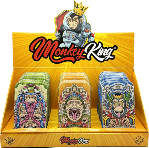 Display de 18 cajas metálicas de bolsillo Monkey King Monkey Tin Box Psyco con estampado de hojalata