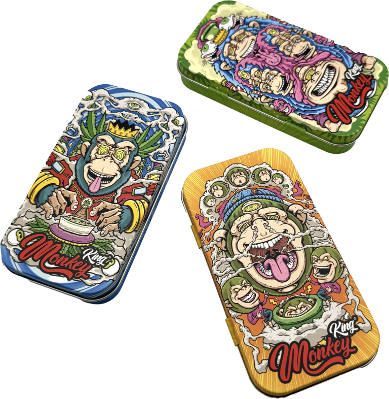 Display de 18 cajas metálicas de bolsillo Monkey King Monkey Tin Box Psyco con estampado de hojalata (vista 2)