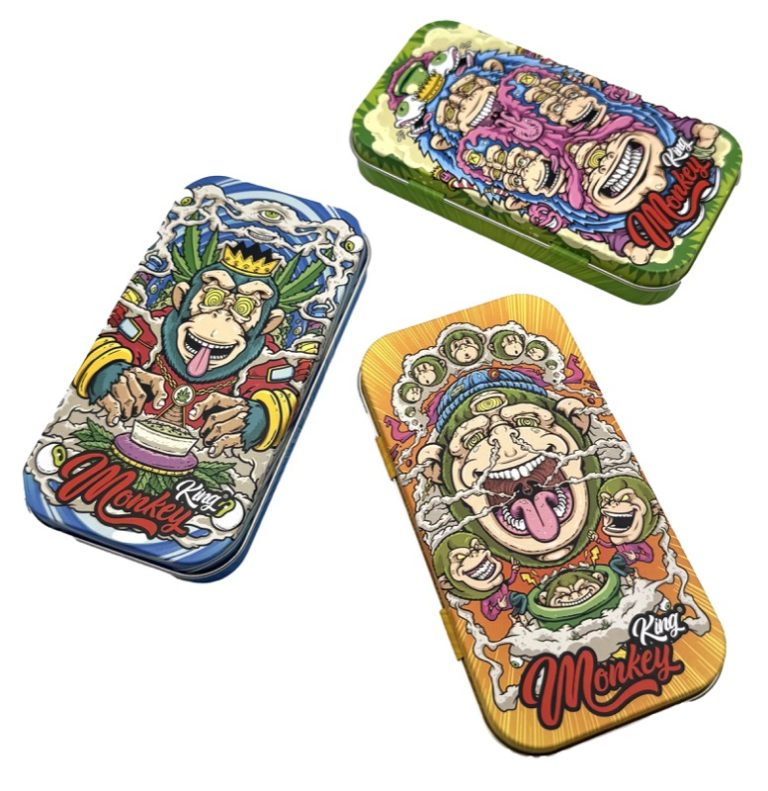 Display de 18 cajas metálicas de bolsillo Monkey King Monkey Tin Box Psyco con estampado de hojalata (vista 2)