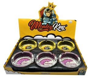 Display de 6 ceniceros Monkey King de cristal transparente con diseño