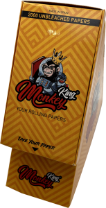 Dispensador de mostrador Monkey King Monkey Wood King Size Slim con 2000 hojas planas unbleached