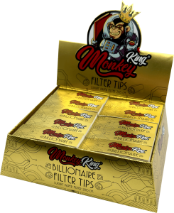 Display de 50 libritos de filtros Monkey King Monkey Filter Regular Billionaire Gold de cartón dorado perforado