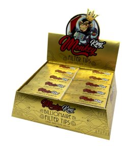 Display de 50 libritos de filtros de cartón Monkey King Monkey Filter Regular Billionaire Gold dorados perforados