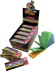Display de 30 libritos de filtros de cartón Monkey King Monkey Filter Regular Rainbow, 50 filtros c/u