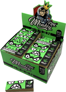Display de 50 libritos de filtros de cartón Monkey King Monkey Filter Regular Green