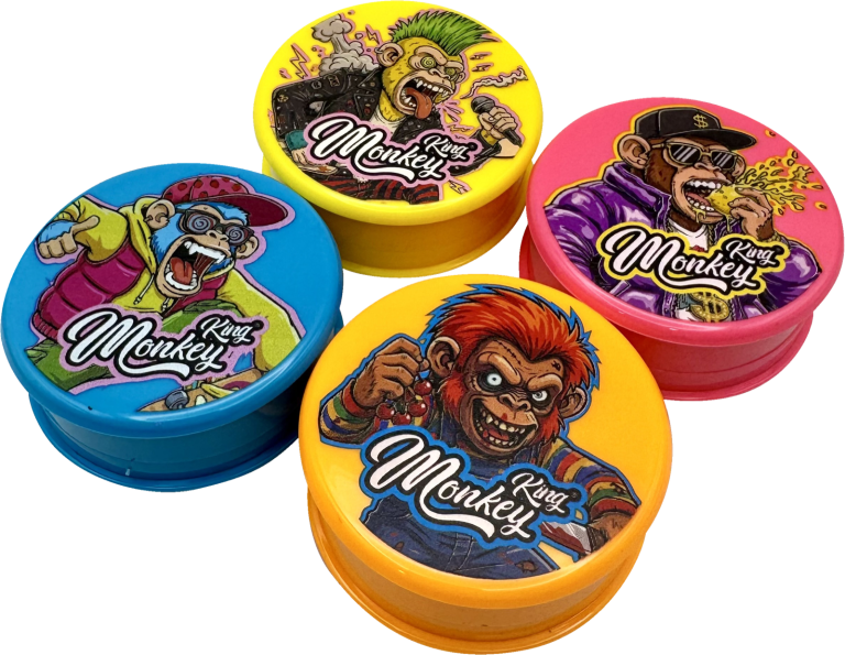 Display de 12 grinders de plástico Monkey King Monkey Grinder en color surtido (vista 2)