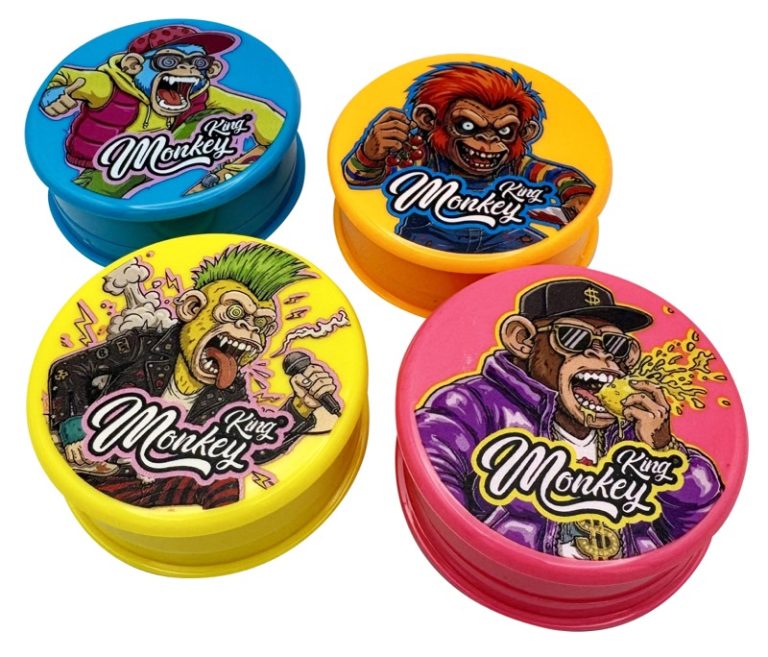 Display de 12 grinders Monkey King de plástico, surtidos, fabricados por inyección (vista 2)