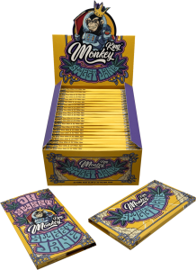 Display de 24 libritos de papel Monkey King Monkey Pack King Size Slim con diseño, 32 hojas y tips por librito