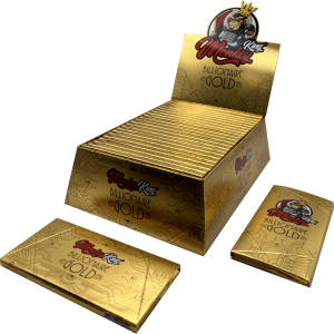 Display de 24 libritos de papel Monkey King Monkey Pack Magnético Billionaire Gold King Size Slim + Tips