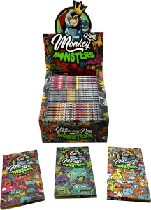 Display de 24 libritos Monkey King Monkey Pack magnético King Size Slim Monsters + Tips de papel de arroz unbleached