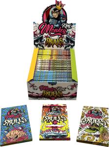 Caja expositora de 24 libritos Monkey King Paper Pack magnético King Size Slim Skulls + Tips