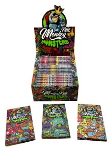 Display de 24 libritos Monkey King Papel Monkey Pack Magnético King Size Slim Monsters + Tips, de arroz unbleached