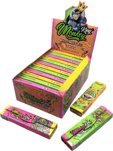 Display de 24 libritos Monkey King Papel Monkey Pack Rainbow King Size Slim Hypnotic + Tips de arroz sin blanquear