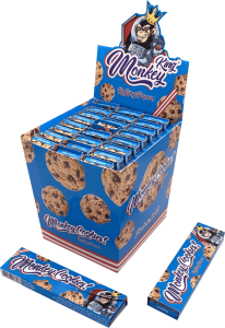 Display de 24 libritos Monkey King Paper Pack Smell King Size Slim Cookies + Tips de arroz aromatizado unbleached