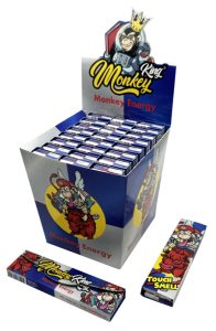 Display de 24 libritos Monkey King Paper Monkey Pack Smell King Size Slim con tips y aroma energy drink