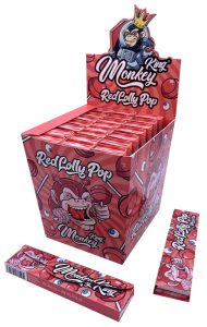 Display de 24 libritos Monkey King Paper Monkey Pack Smell King Size Slim (Lollipop) + Tips, unbleached aromatizado