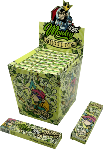Display de 24 libritos Monkey King Paper Monkey Pack Smell King Size Slim (Mojito) + Tips, papel arroz aromatizado