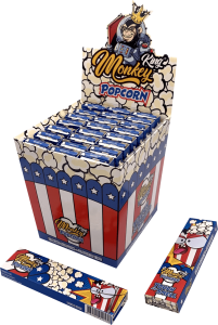Display de 24 libritos Monkey King Paper Pack Smell King Size Slim con aroma a palomitas