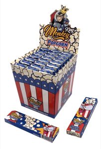 Display de 24 libritos Monkey King Papel Monkey Pack Smell King Size Slim (Palomitas) + Tips, unbleached aromatizado
