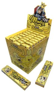Display de 24 libritos Monkey King Monkey Pack Smell King Size Slim con aroma a plátano y tips