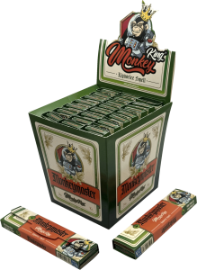 Display de 24 libritos Monkey King Paper Monkey Pack Smell King Size Slim con aroma a regaliz y tips