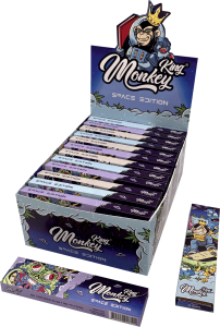 Display de 24 libritos Monkey King Monkey Pack Space King Size Slim unbleached con tips